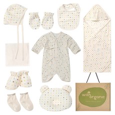 withorganic 圓點印花彌月禮盒10件組