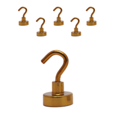 生活居家細節 超強力彩色掛勾磁鐵 20mm, 6個, 黃色