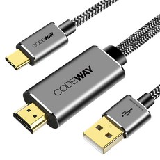 CODEWAY 4K UHD Type-C to HDMI 鏡像充電線, 1個, 灰色, 2m