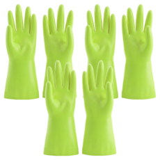 日本 Dunlop Home Products 家事手套 洗碗手套 清潔手套 3雙 敏感肌膚 抗菌 天然橡膠 SeLatex 絨毛 薄手 大(L) 綠色