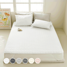 더자리 디 베이직 항균 누빔 고정밴드 침대패드, 화이트