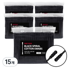파인듀 검정 나선형 면봉 리필, 200개입, 15개