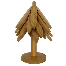 Locus 木質鍋墊4入 + 鍋墊架組合, 1套, 竹