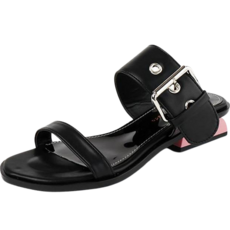 VOGA 女款扣式皮帶粗跟涼鞋 22ss1852-2.5 2.5cm, 黑色, 230