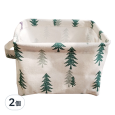 Bebehome 日式折疊收納箱 防水厚帆布 +PE防水層 +加粗鋼圈, 糜鹿森林 米白色, 2個
