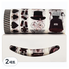 Beneble DIY 裝飾 手帳裝飾 紙膠帶 5款 + 收納盒套組, 2套, 紅色墨水