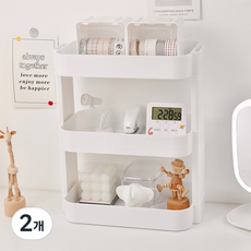 efactory Judy N 分層桌面化妝品收納架, 白色, 2個, 3層