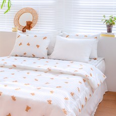 泡泡紗小熊圖案夏季棉被組