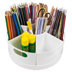 하늬통상 대용량 회전 연필꽂이, 화이트, 1개