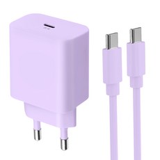 홈플래닛 25W PPS PD 3.0 초고속 충전기 + CtoC 케이블 1.2m, 퍼플, 1개