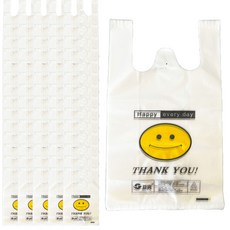 마켓감성 스마일 포장백 소, 투명, 100개