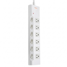 PowerSync 群加 高耐燃防雷擊6開6插延長用電源線組 3孔 PWS-EMS6627, 2.7m, 白色, 1個