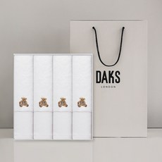 Daks 人字紋泰迪毛巾 180g 30 線純棉 4p + 購物袋, 白色的, 1套