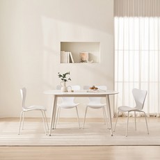 삼익가구 베르디 통세라믹 타원형 식탁세트 4인용 방문설치, 화이트, 일반의자 4