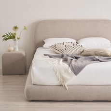 라클라우드 미떼 패브릭 저상형 호텔 침대 프레임 + 협탁 세트 방문설치, 오트밀베이지