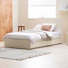 레이디가구 모노 수납 침대 프레임 + 몬스터 필로우탑 80T 세트 방문설치, 프레임(아이보리), 매트리스(모던그레이)