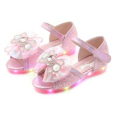 女童用 RM 皇冠蝴蝶 LED 涼鞋