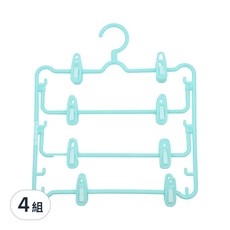 Axis 艾克思 粉彩四層裙架, 台灣製, 可吊掛4件以上裙褲, 兩側衣夾寬度可調整, 橫桿可上下調整, 360度旋轉掛勾, 綠色, 4組