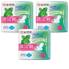 康乃馨 清涼棉衛生棉 量多型, 25.5cm, 12片, 3包