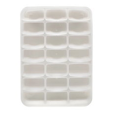 E dot 21格透明水餃保鮮盒 冰箱冷藏麵點收納盒 附帶蓋子 可疊加, 31 x 23 x 4cm, 1個