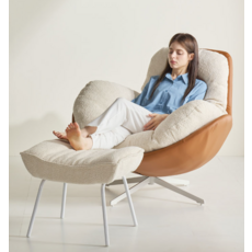 까르엠가구 360 회전 1인용 소파 SF-002 + 스툴 세트, 아이보리