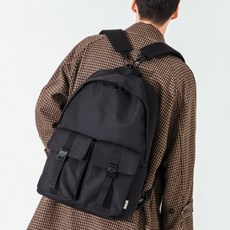 AGED GRAY CORDURA 雙扣環兩用後背包, 黑色