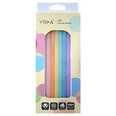 VIIDA Joy 環保矽膠吸管 彩色, 6支, 1組