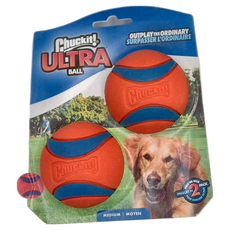 Chuckit 耐咬彈力球 2顆裝, 中, 橘紅色, 1組