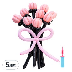 인블룸 DIY 풍선 꽃다발 만들기 세트, 블랙핑크, 5세트