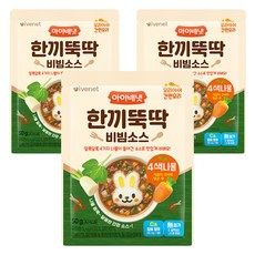 아이배냇 한끼뚝딱 비빔소스 4색나물, 혼합맛(시금치/고사리/당근/무), 50g, 3개