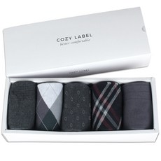 COZY LABEL 男士頂級紳士中筒襪禮盒5件組禮品套組