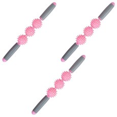 지압봉 롤러 마사지 스틱 3구, 3개, 핑크