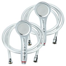 Jeilbas增壓鍍鉻淋浴蓮蓬頭+PVC蓮蓬頭軟管1.5m組, 2組, 銀色