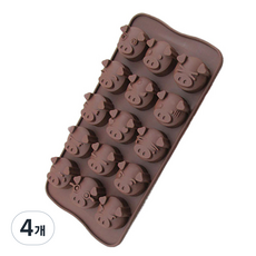 矽膠模具 15格, 豬, 4個