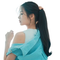 가발나라 여자 미니핀 집게형 포니테일 아이롱 C컬펌 부분가발, 내츄럴블랙, 1개