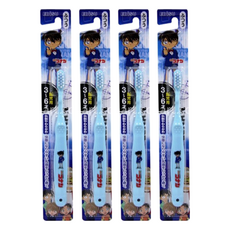 EBiSU 惠百施 兒童牙刷 一般毛 名偵探柯南 軟性刷毛不傷牙齒及牙齦 雙重植毛設計, 顏色隨機, 1入, 4支