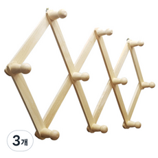 홈담 벽면 옷걸이 벽걸이 자바라, 라이트 베이지, 3개