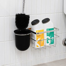 Spider Lock 智能粘性馬桶刷收納盒套裝, 黑色/銀色, 1組