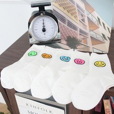 KIDS FUTURE 孩童款表情圖案素色中筒襪 5雙