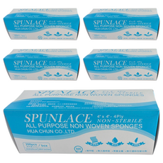 SPUNLACE 4x4吋4層拋棄式紗布巾 - 無菌, 200片/盒, 5盒