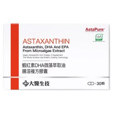 大醫生技 蝦紅素DHA微藻萃取油腸溶複方膠囊, 30顆, 0.6g, 1盒