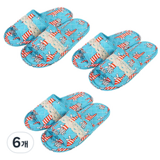 KS Mall 雙層軟墊棉質室內拖鞋 貓咪 MF311, 天空藍, 6個