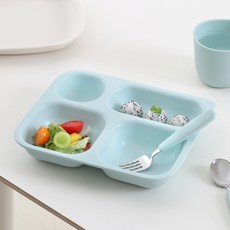 TACKAON 幼兒用方形Ecogen 4格餐盤, 1個, 單品, 薄荷綠
