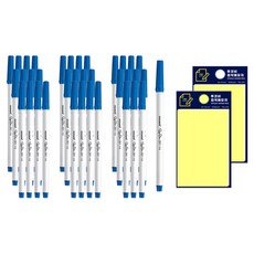 慕那美 351 藍色簽字筆 12入 x 3組 + TUKOBI 便利貼組, 藍色+黃色, 2套