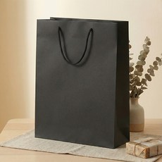 Pensific 牛皮素色禮品購物袋 直式, 黑色, 10個