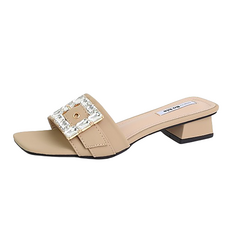 라블 여성용 스퀘어 큐빅 포인트 뮬 샌들 B201-66