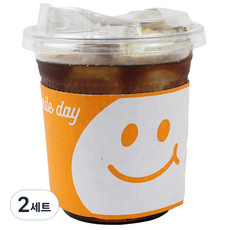 Inp 92口徑 PET 透明冰杯 + 飲用杯蓋 + 微笑黃色杯套組, 360ml, 25個, 2套