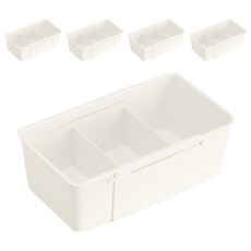 Lifetem 多功能滑動分隔收納箱, 5個, 白色