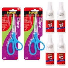 3M Scotch 學生用剪刀 + 旋轉式瞬間接著劑 AD110 10g x 2入, 隨機出貨, 2套