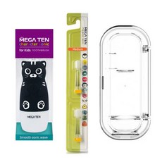 MEGA TEN 聲波牙刷 黑貓款 適用48個月以上+牙刷替換頭 2入+收納盒, 1組